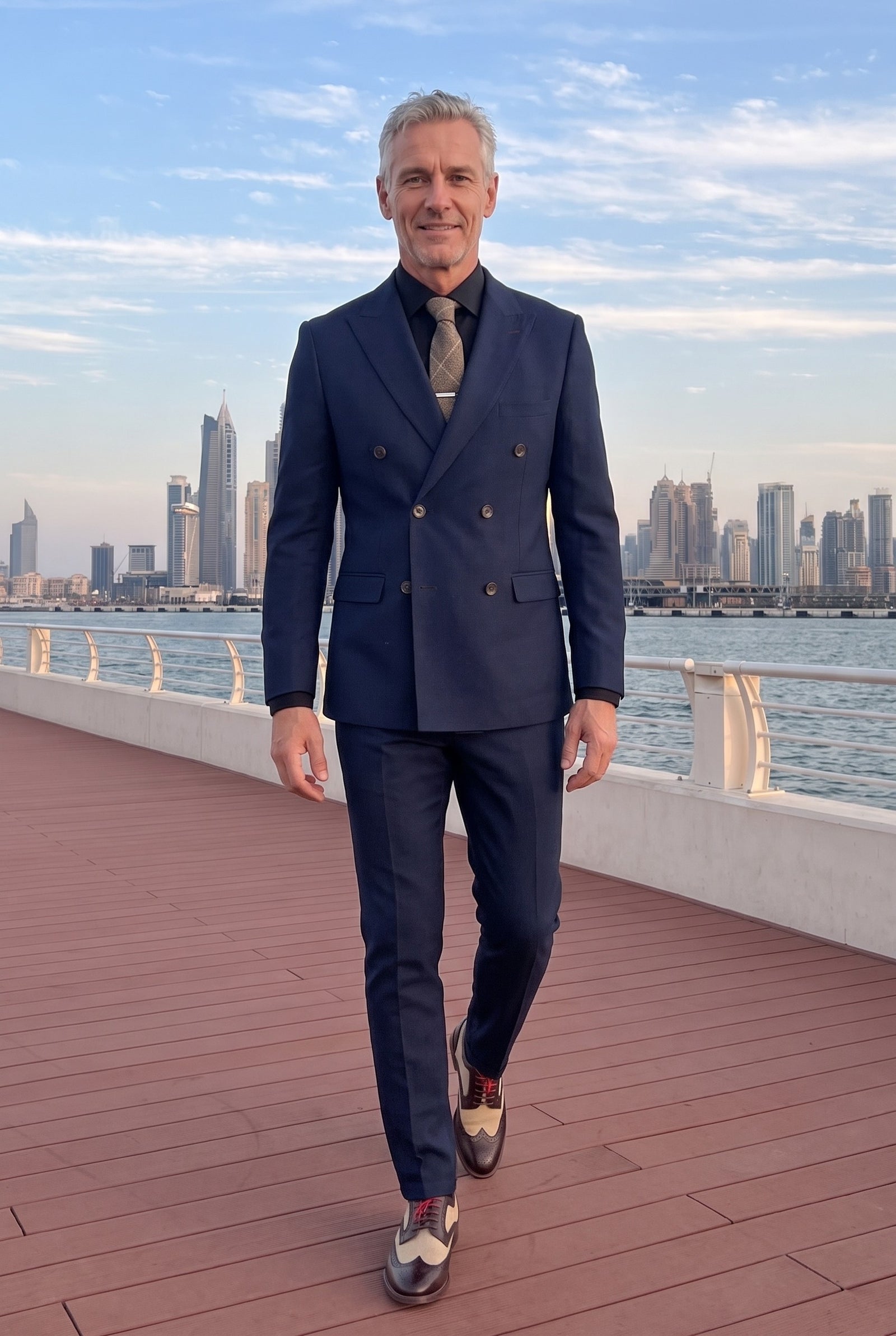 Look #638 styled with Mayfair - Men's Navy 2 Piece Double Brested Suit