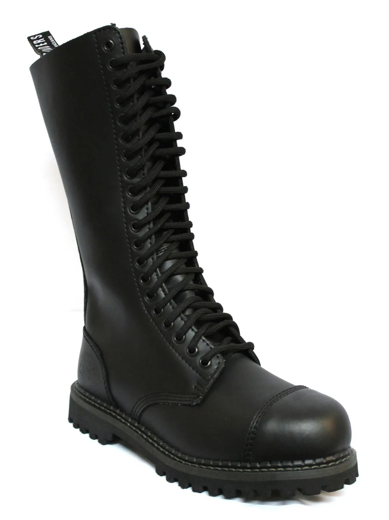 Unisex Real Leather Military Boots Black Ginders King Punk Rock Safety Steel Toe