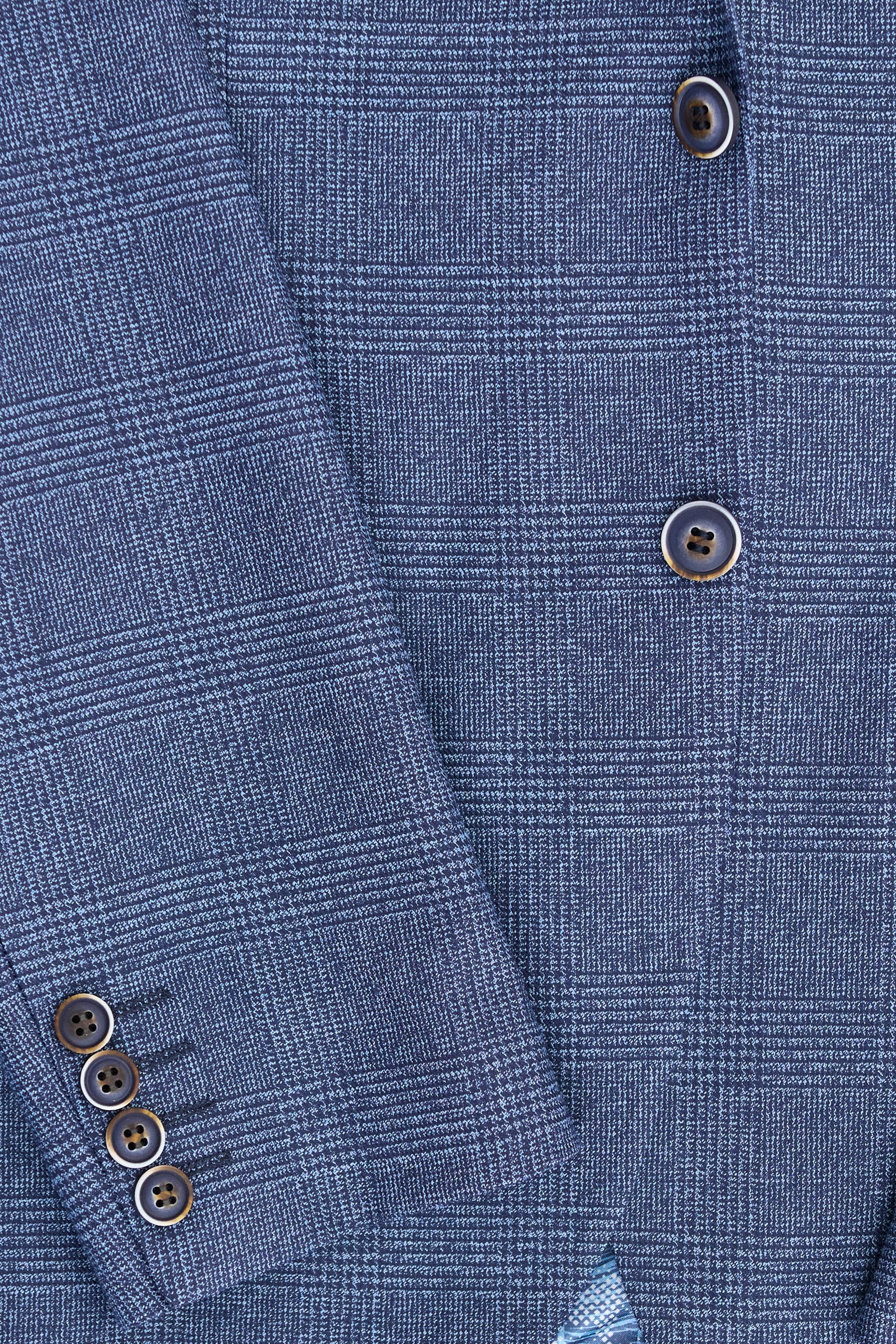 AK-09 Men's 3-Piece Tailored Blue Prince of Wales Check Suit