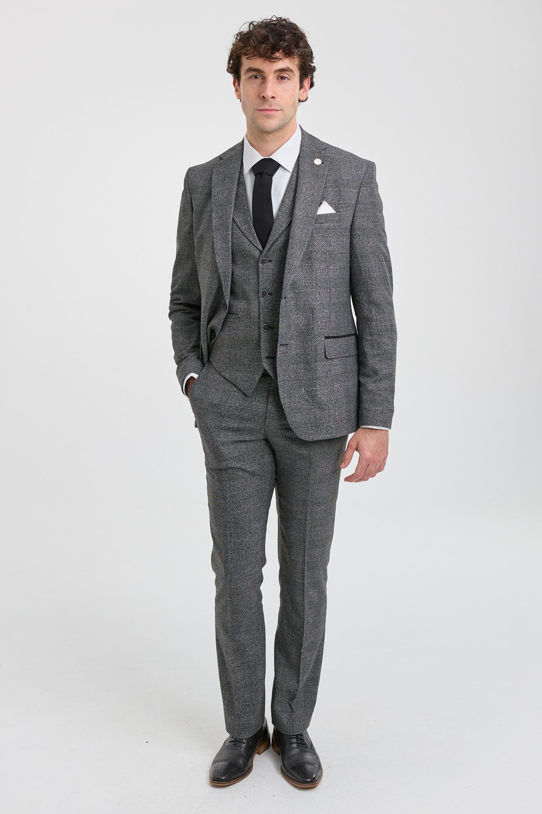 Men's Grey Glen Check 3 Piece Suit: Buy Online - Happy Gentleman