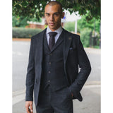 Men's Black Glen Check 3 Piece Suit