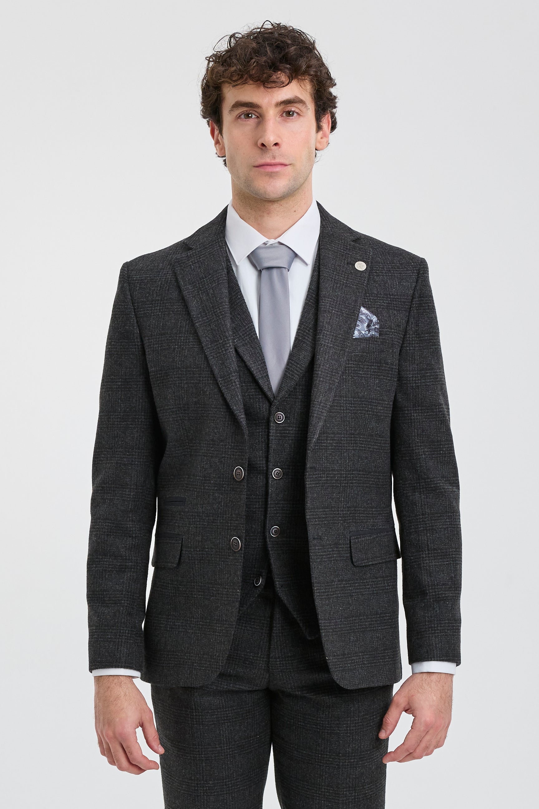 Men's Black Glen Check 3 Piece Suit: Buy Online - Happy Gentleman