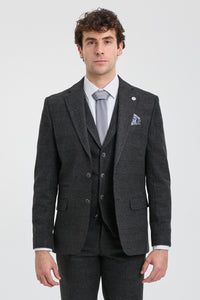 Men's Black Glen Check 3 Piece Suit