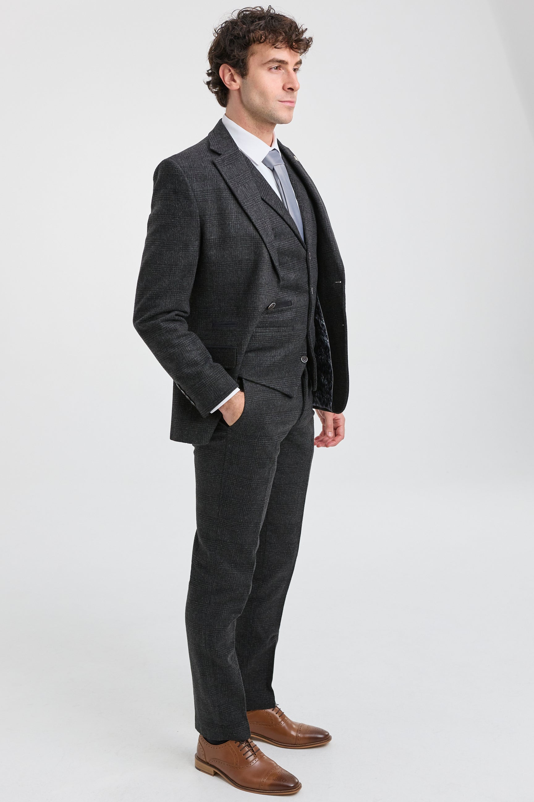 Men's Black Glen Check 3 Piece Suit: Buy Online - Happy Gentleman