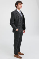 Men's Black Glen Check 3 Piece Suit