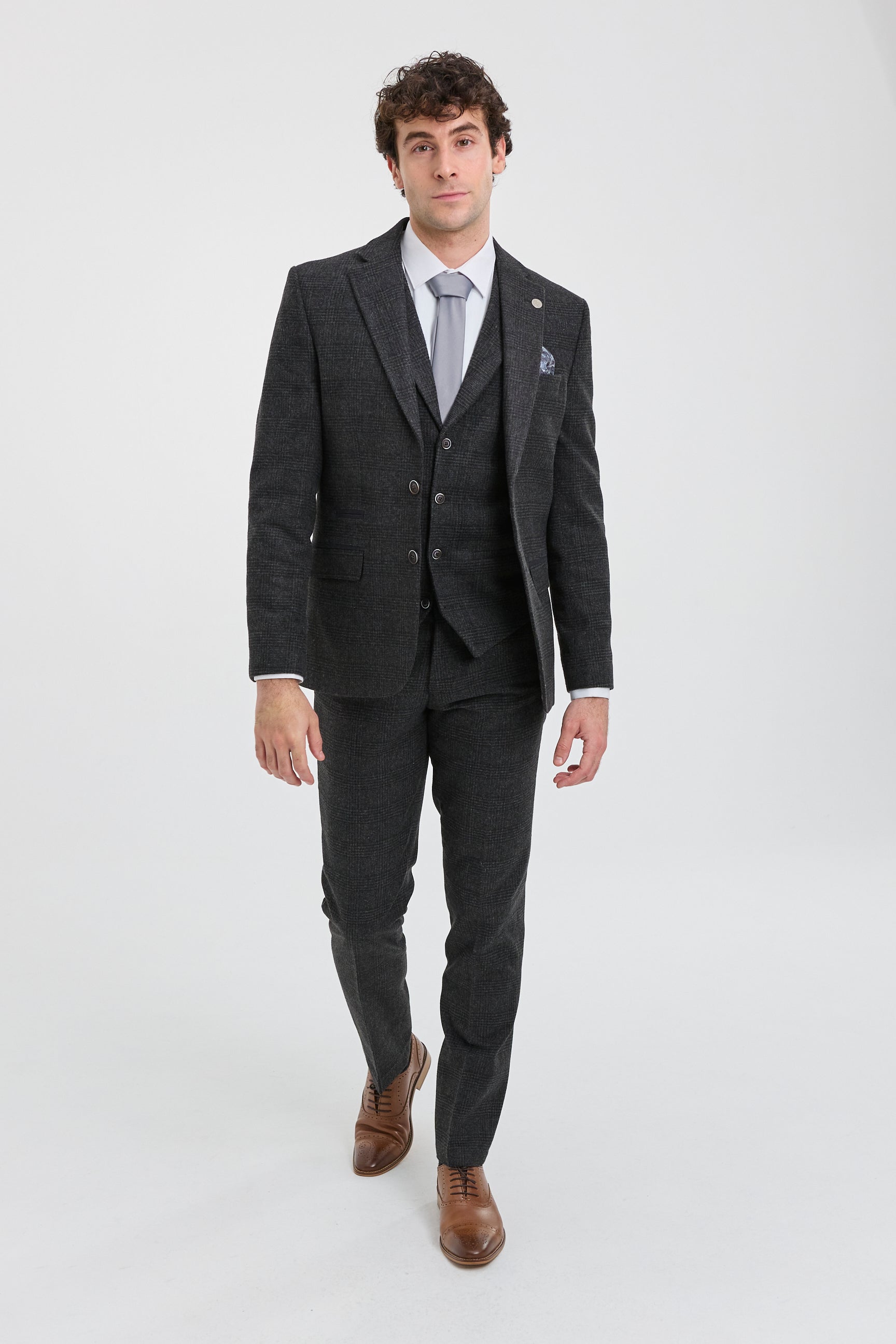 Men's Black Glen Check 3 Piece Suit: Buy Online - Happy Gentleman