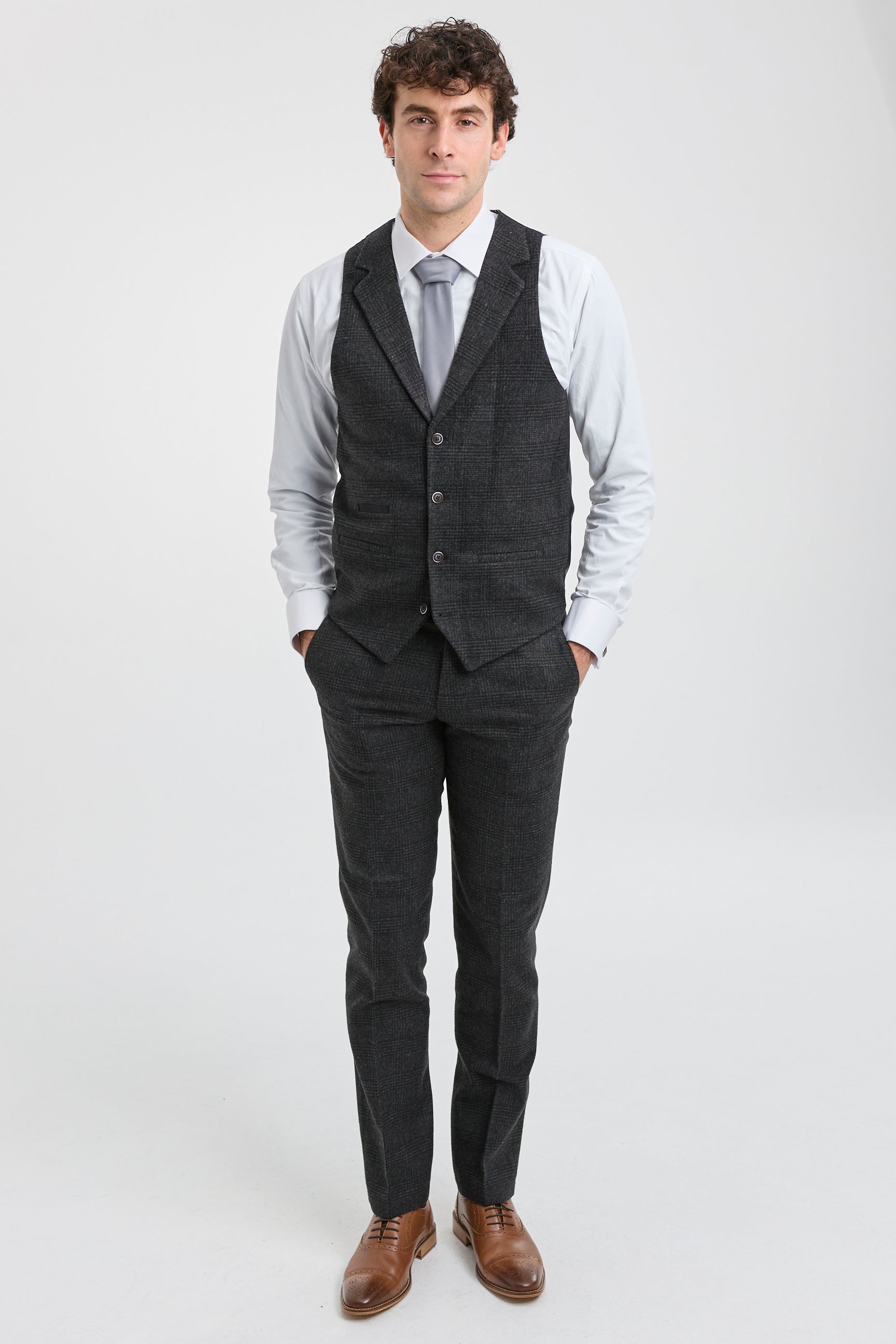 Men's Black Glen Check 3 Piece Suit: Buy Online - Happy Gentleman