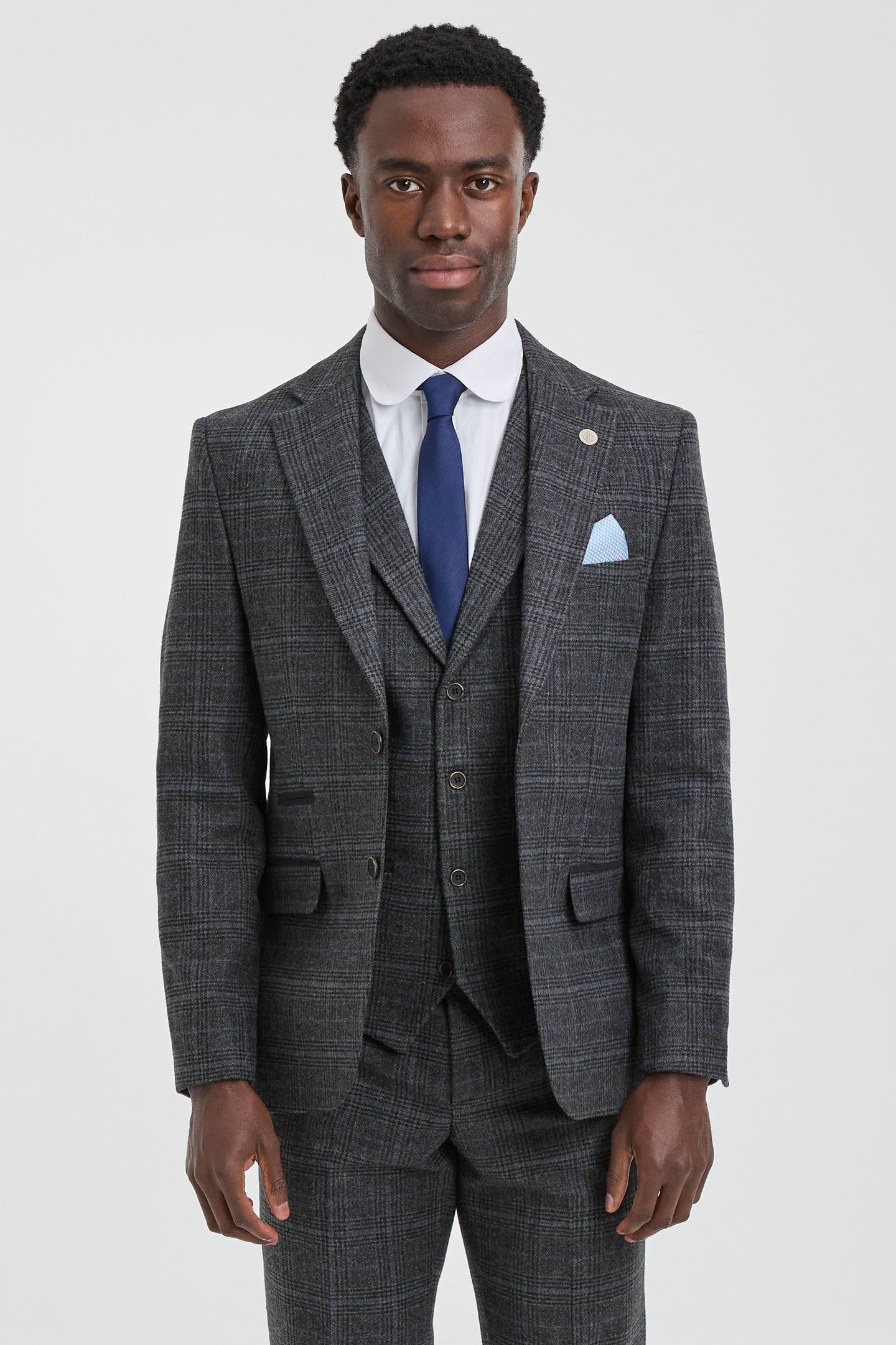 Men's Grey Tartan Check 3 Piece Suit