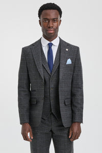 Men's Grey Tartan Check 3 Piece Suit
