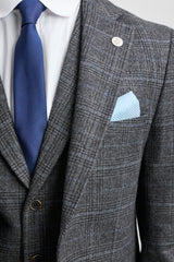 Men's Grey Tartan Check 3 Piece Suit