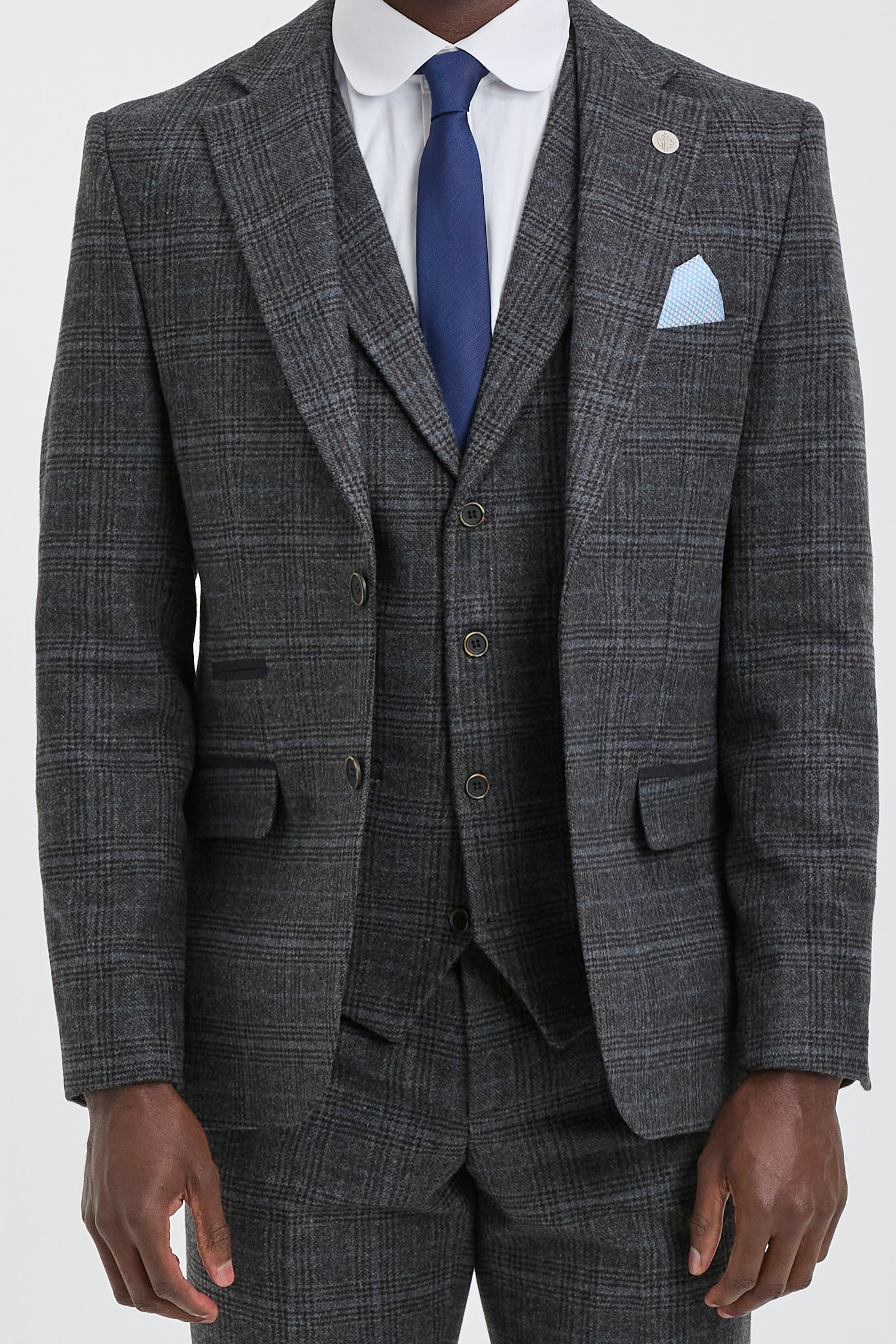 Men's Grey Tartan Check 3 Piece Suit: Buy Online - Happy Gentleman