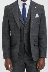 Men's Grey Tartan Check 3 Piece Suit