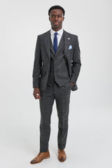 Men's Grey Tartan Check 3 Piece Suit