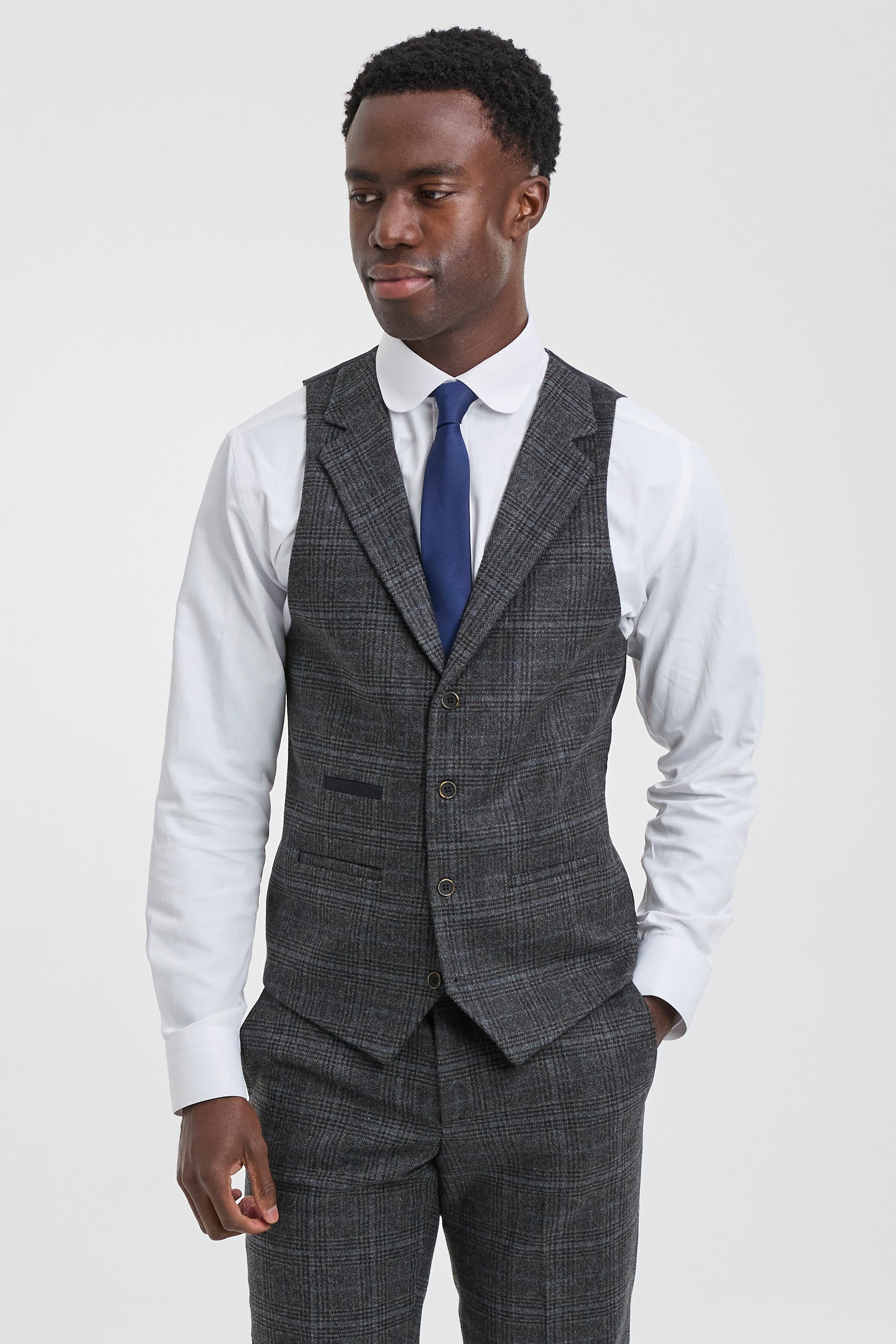 Men's Grey Tartan Check 3 Piece Suit