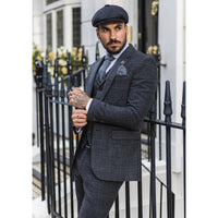 Men's Grey Tartan Check 3 Piece Suit