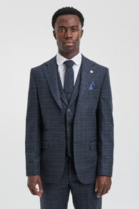 Men's Blue Tartan Check 3 Piece Suit