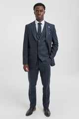 Men's Blue Tartan Check 3 Piece Suit