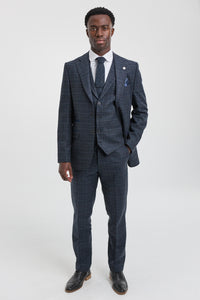 Men's Blue Tartan Check 3 Piece Suit
