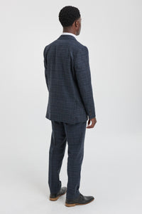 Men's Blue Tartan Check 3 Piece Suit