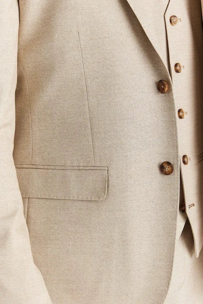 Belmont - Men's Beige 3 Piece Stitch Lapel Classic Suit: Buy
