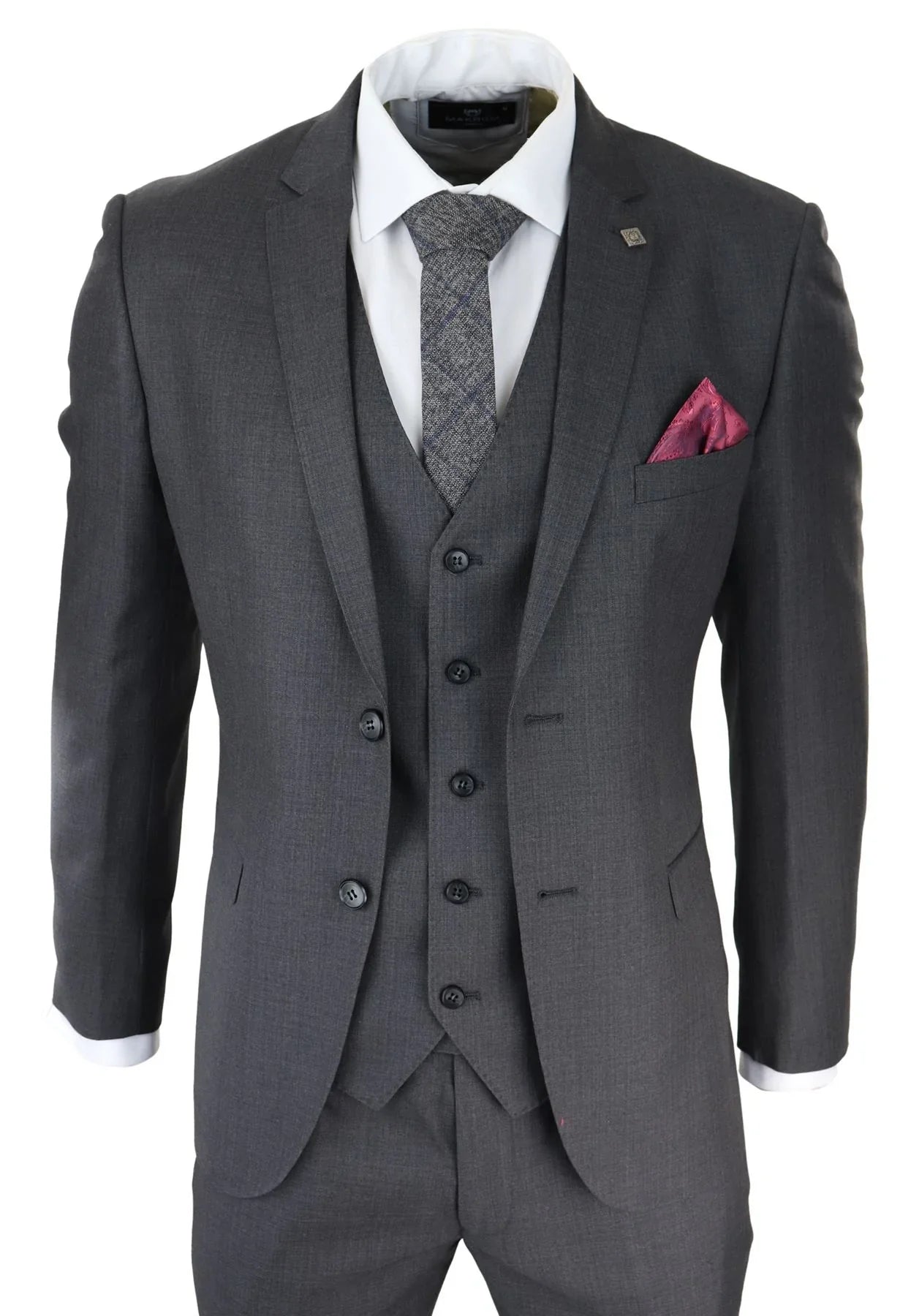 Mens Dark Grey Charcoal 3 Piece Suit Classic Stitch Wedding Summer Prom mens-dark-grey-charcoal-3-piece-suit-classic-stitch-wedding-summer-prom