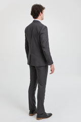 Mens Dark Grey Charcoal 3 Piece Suit Classic Stitch Wedding Summer Prom Classic