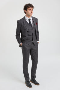Mens Dark Grey Charcoal 3 Piece Suit Classic Stitch Wedding Summer Prom Classic