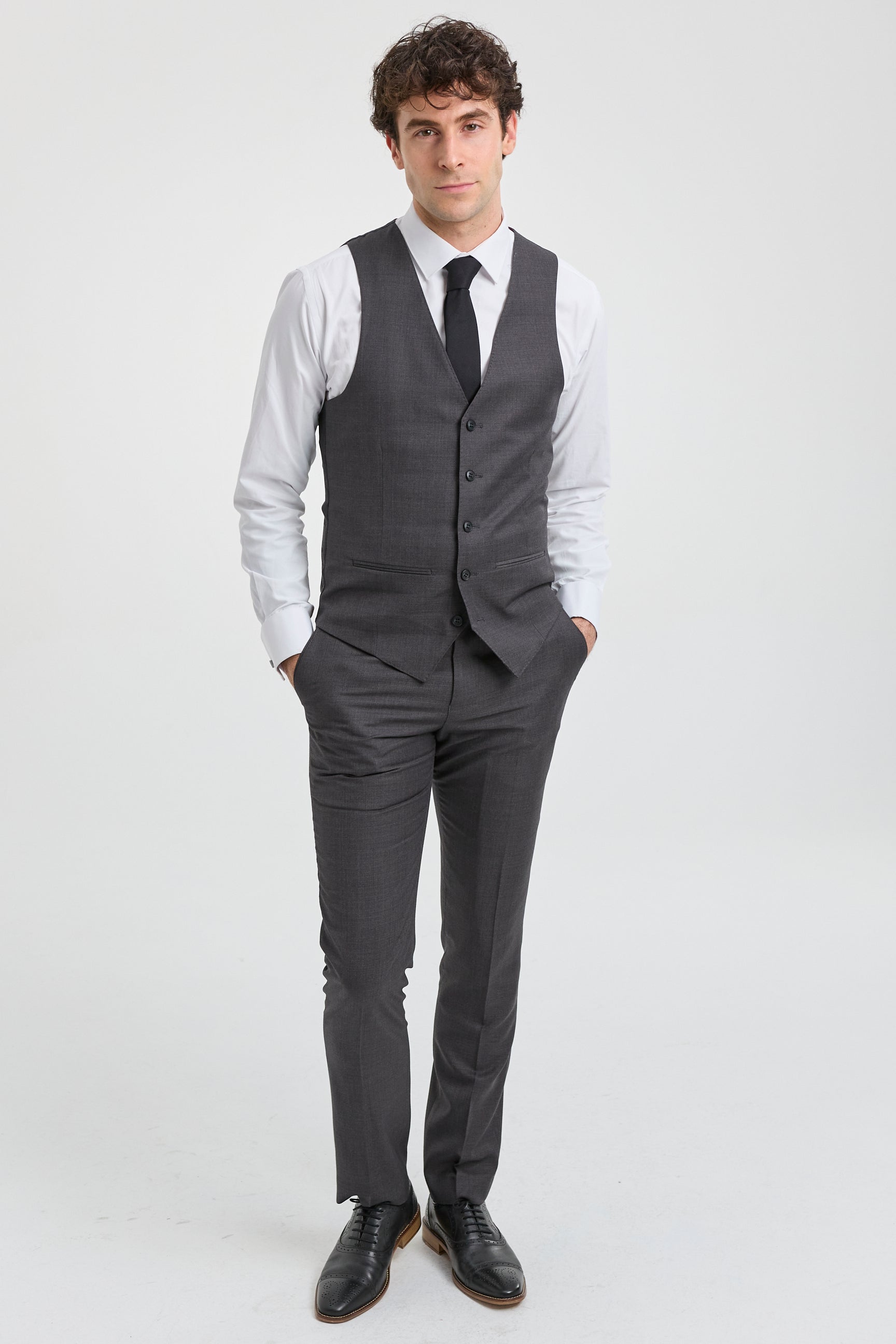 HISDERN Men's Charcoal Grey Gilet Formeel Bruiloft Gilets Effen HISDERN Men's Charcoal Grey Gilet Formeel Bruiloft Gilets Effen