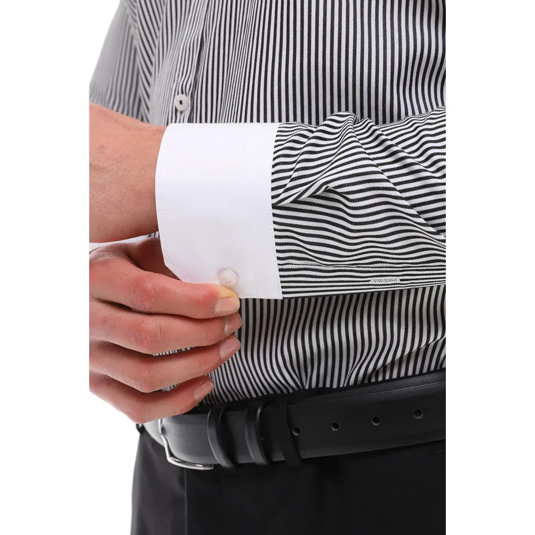 Men's Button Down Stripe Dress Shirt Formal Classic Collar - Black: Buy Online - Happy Gentleman Men's Button Down Stripe Dress Shirt Formal Classic Collar - Black: Buy Online - Happy Gentleman
