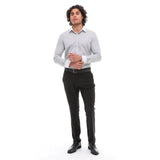 Men's Button Down Stripe Dress Shirt Formal Classic Collar - Grey
