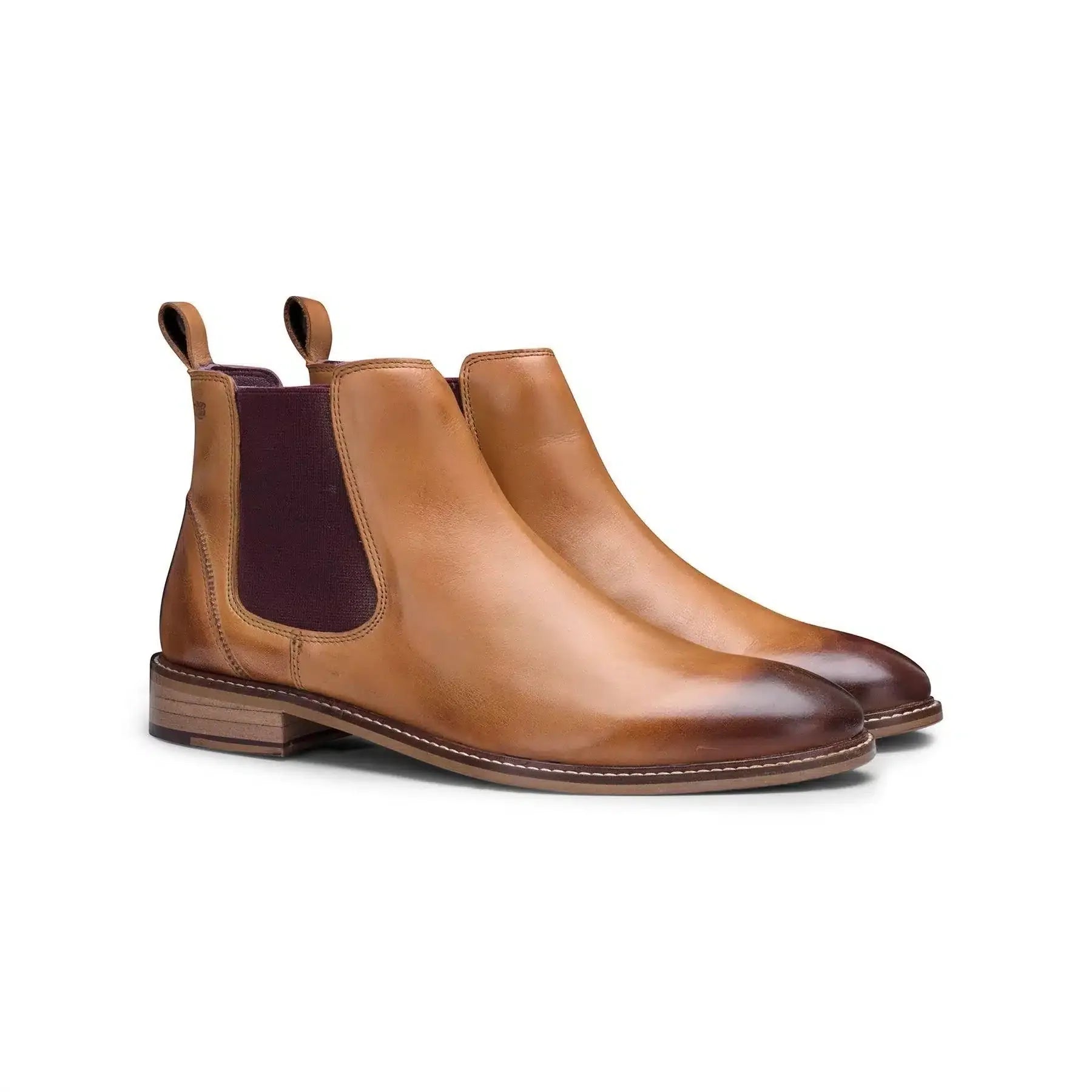 mens vintage dress boots Men's Washed Cap Toe 46 / Coffee In Feel Mens Real Leather Chelsea Dealer