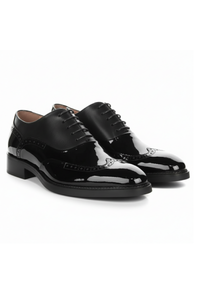 Harry - Men's Black Patent Leather Brogue Shoes