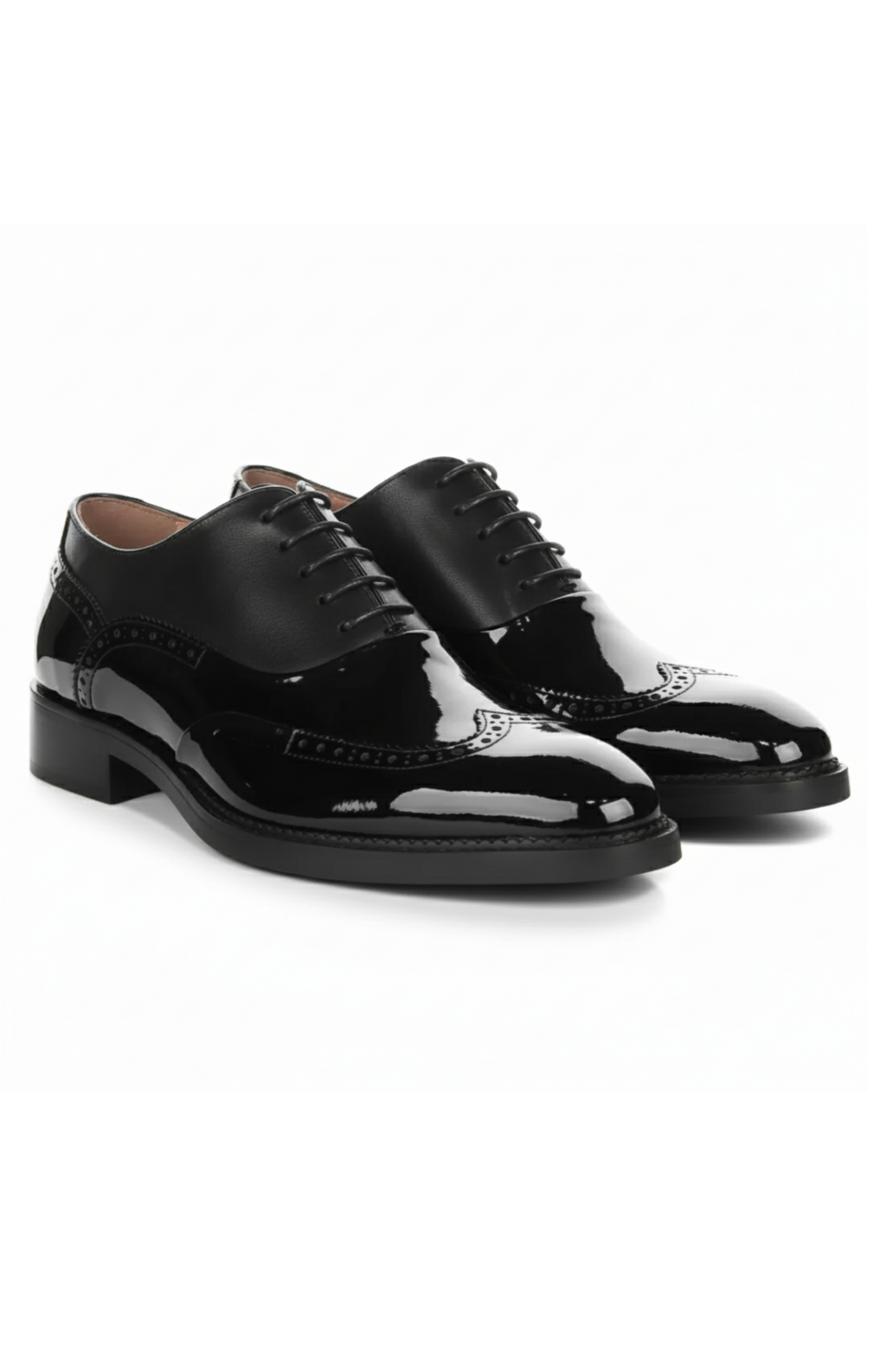 Harry - Men's Black Patent Leather Brogue Shoes