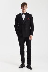 Harry - Men's Black 2 Piece Double Breasted Tuxedo Suit