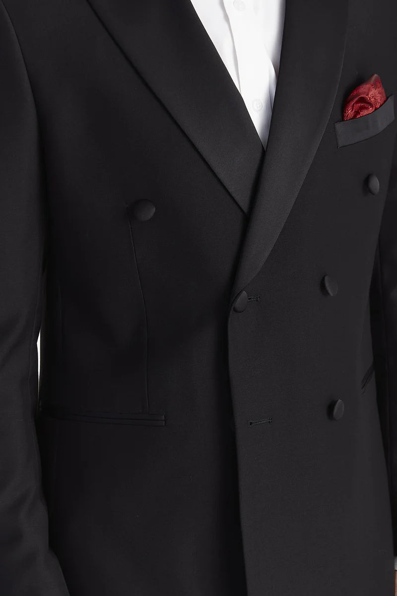Harry - Men's Black 2 Piece Double Breasted Tuxedo Suit