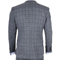 Men's Charcoal 3 Piece Tailored Fit Check Suit