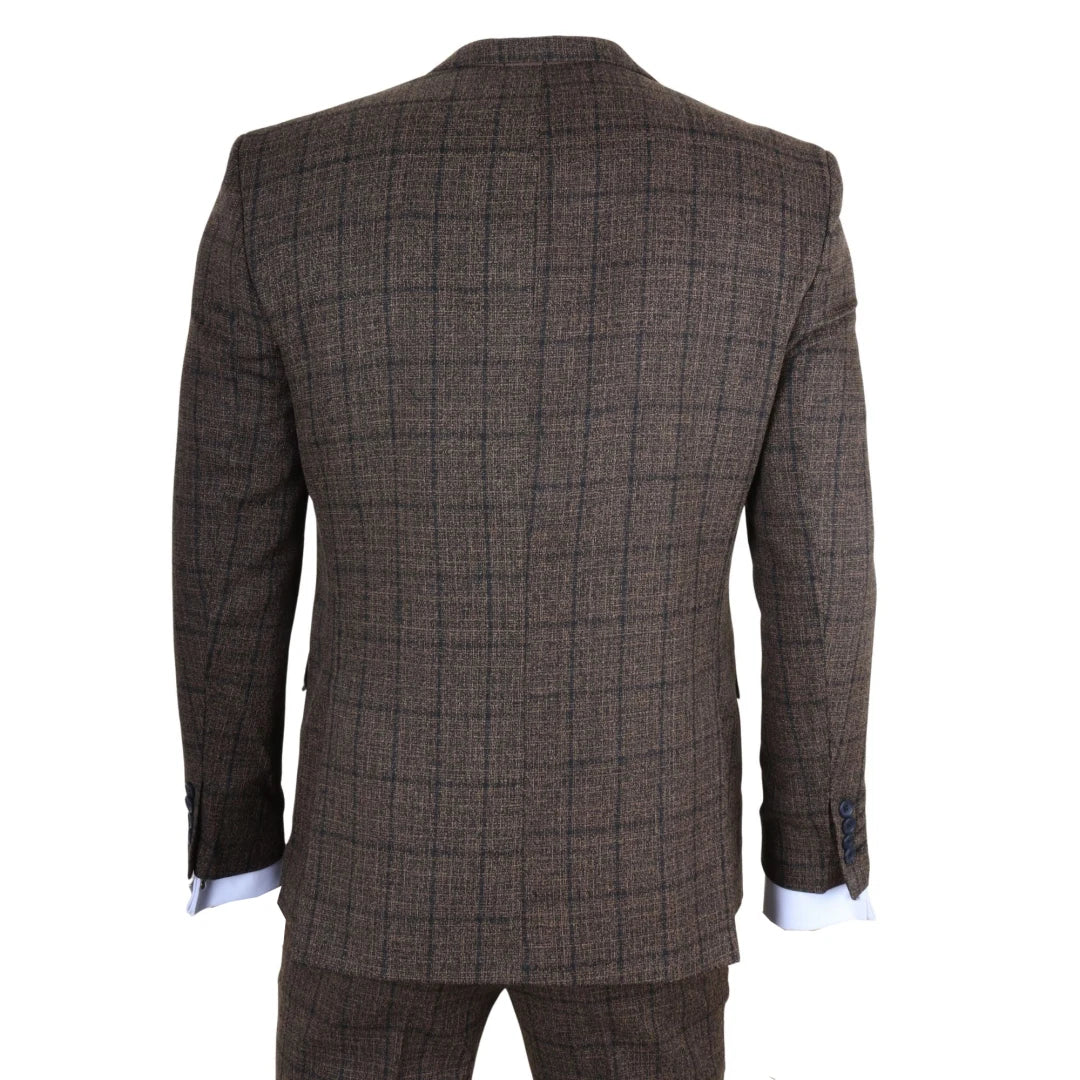 IM11 - Men's Dark Brown 3 Piece Plaid Check Suit - Buy Online at