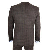 IM11 - Men's Dark Brown 3 Piece Plaid Check Suit