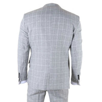 Men's Grey 3 Piece Tailored Fit Check Suit