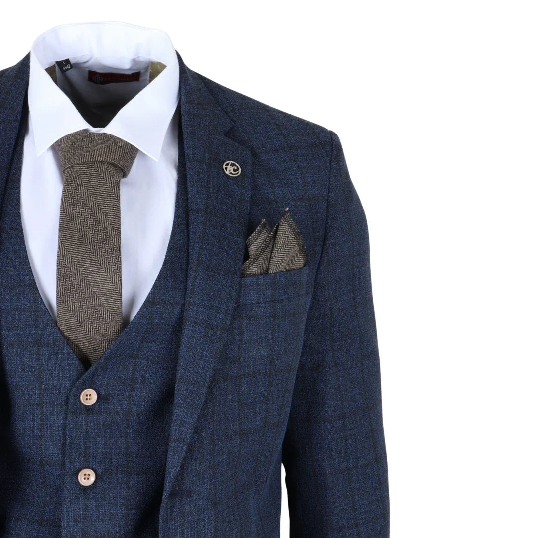 Statement Men's 3 Piece 100% Wool Plaid Fashion Suit - Double Statement Men's 3 Piece 100% Wool Plaid Fashion Suit - Double