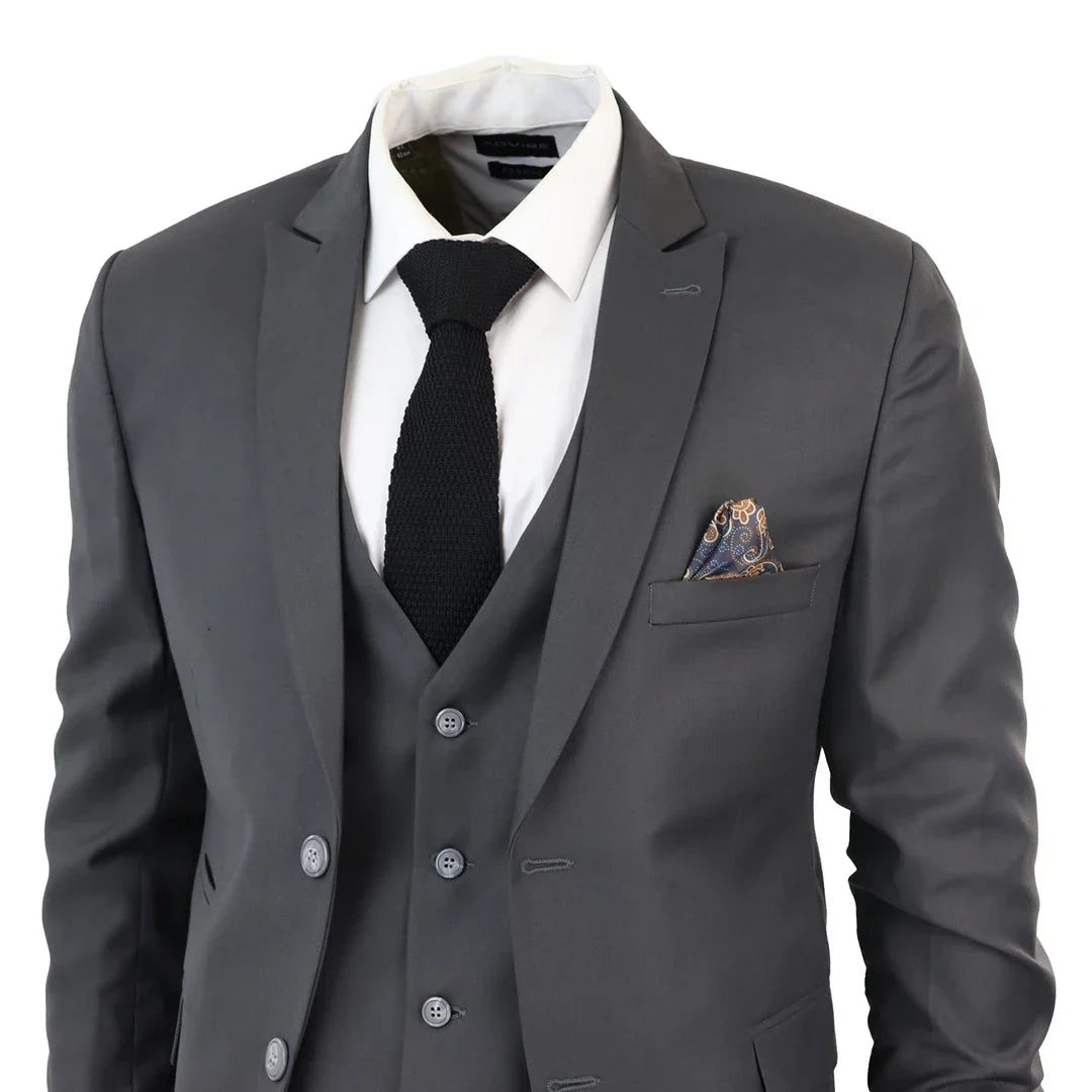 IM1 Men's Classic Charcoal Plain Tailored Fit 3-Piece Suit: Buy IM1 Men's Classic Charcoal Plain Tailored Fit 3-Piece Suit: Buy