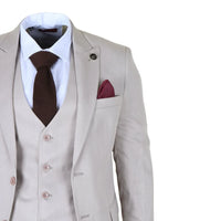 Men's Classic Plain Cream 3 Piece Suit