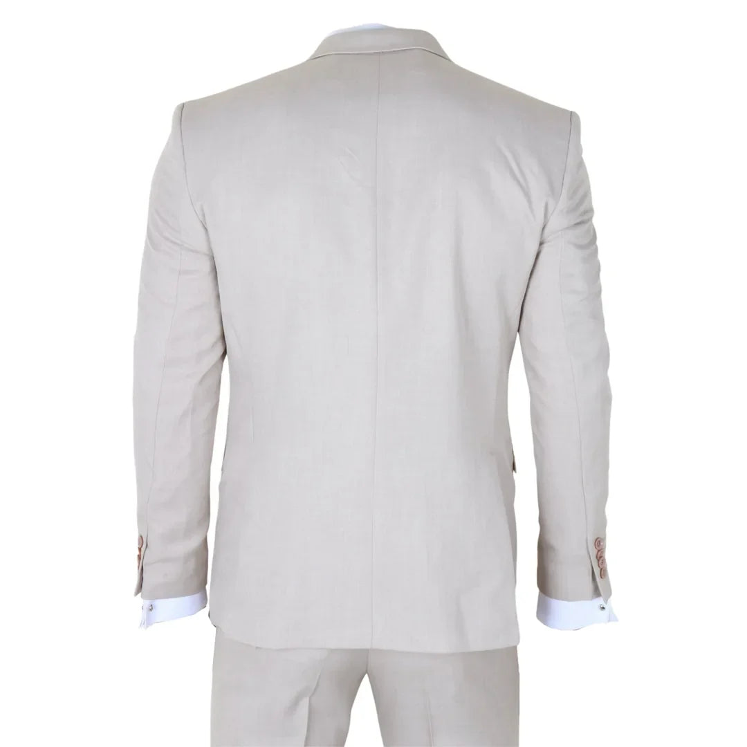 Men's Classic Plain Cream 3 Piece Suit