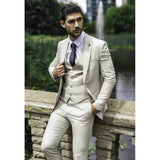 Men's Classic Plain Cream 3 Piece Suit