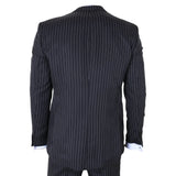 IM45 - Men's Pinstripe 3 Piece Black Suit Mafia Style