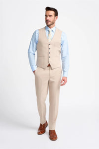 Miami - Men's Beige Wedding Waistcoat