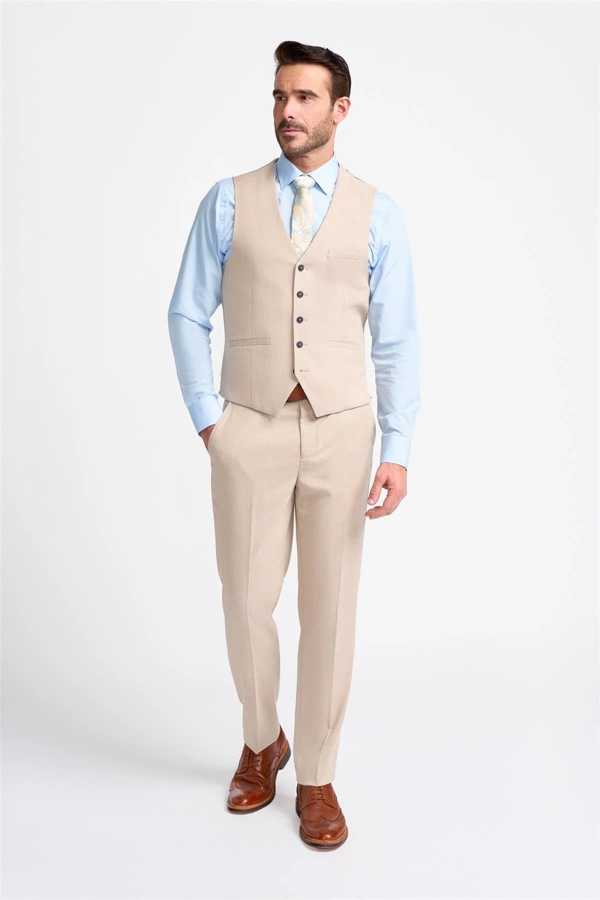 Miami - Men's Beige Wedding Waistcoat