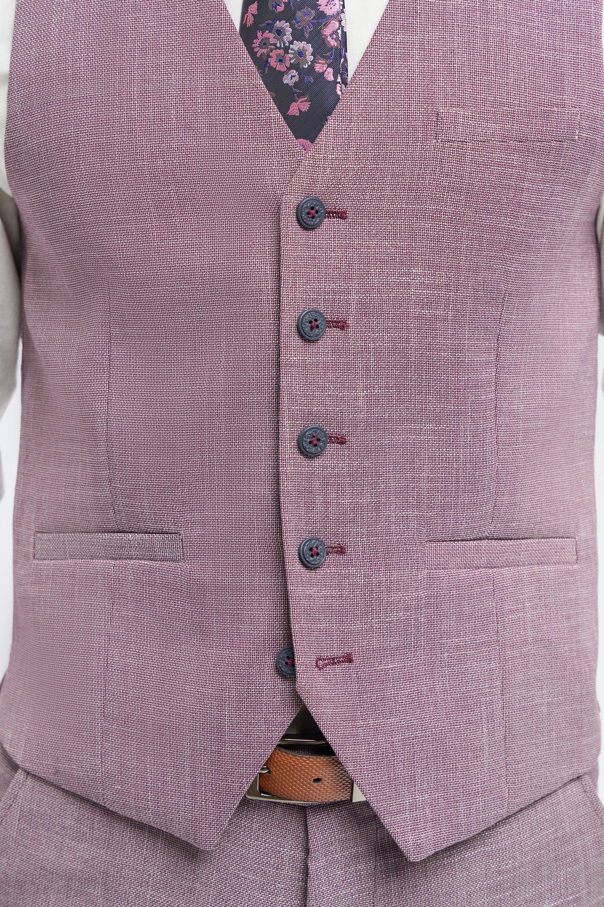 Miami - Men's Pink Slim Fit Summer Waistcoat