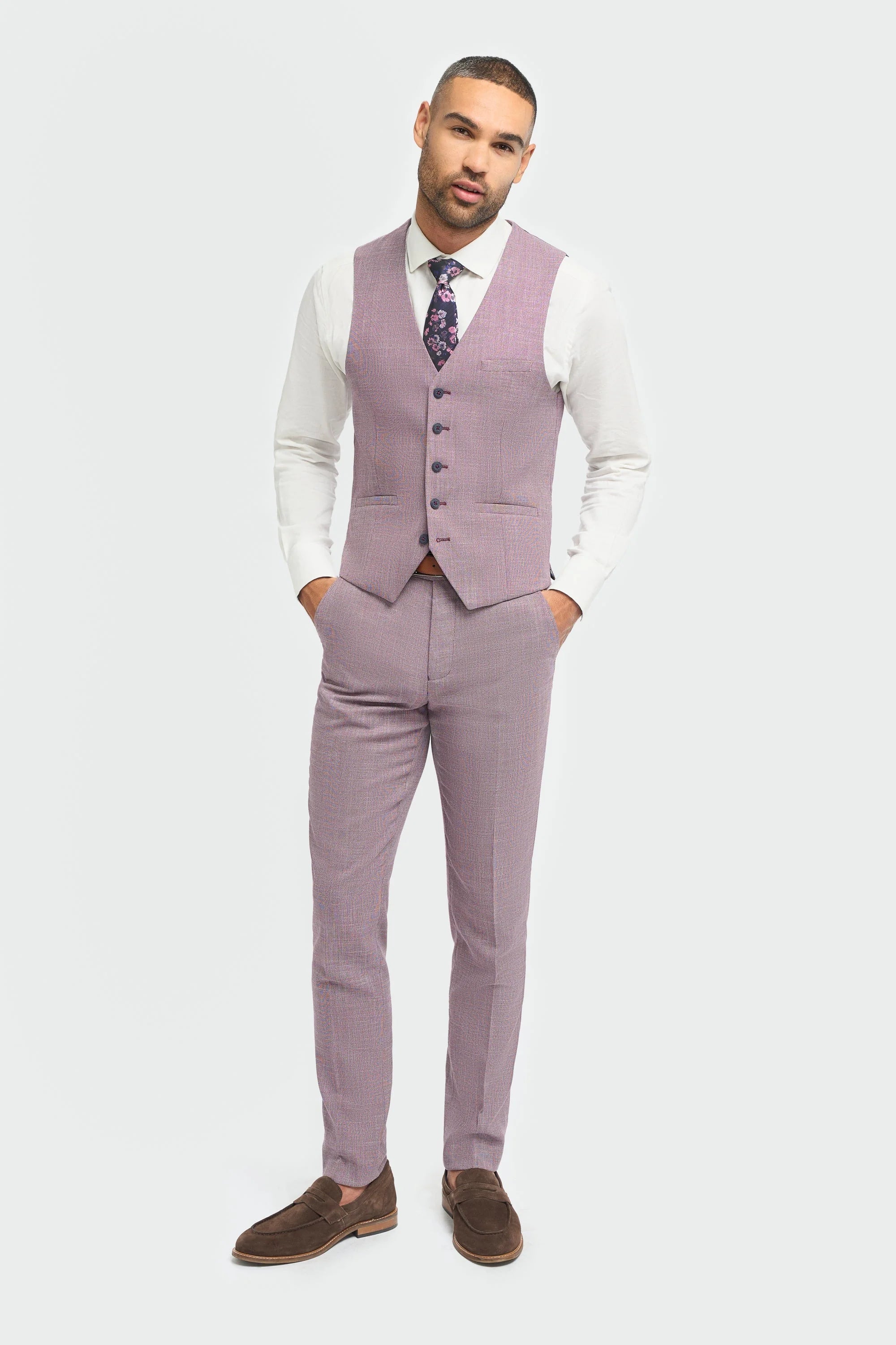 Miami - Men's Pink Slim Fit Summer Waistcoat