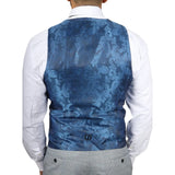 Mark Men's Light Blue 3-Piece Tweed Check Tailored Fit Suit